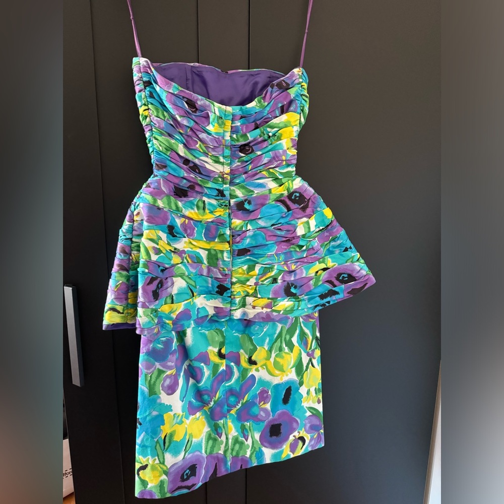 NWT Victor Costa Vintage 1980s Floral Dress - Picture 2 of 6